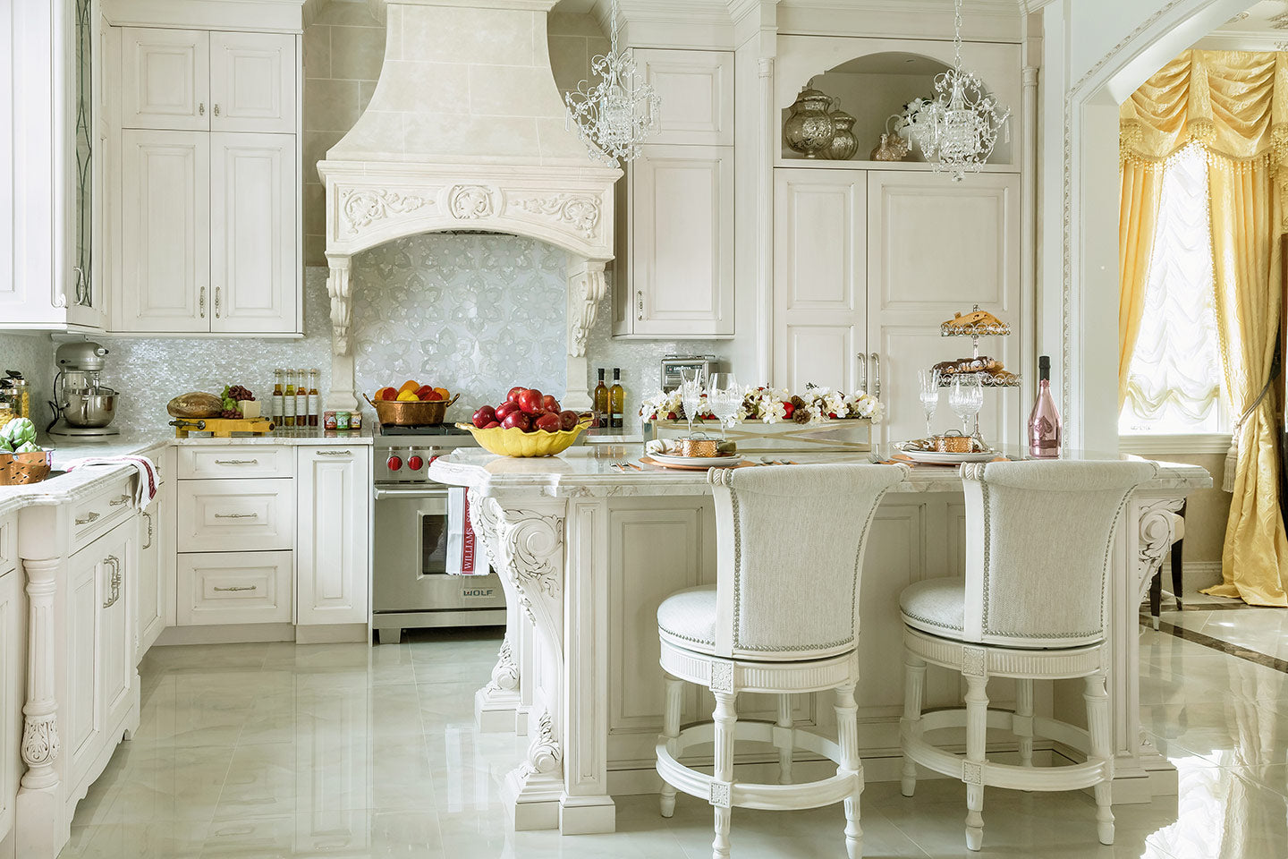 Looks like a Marie Antoinette inspired kitchen!